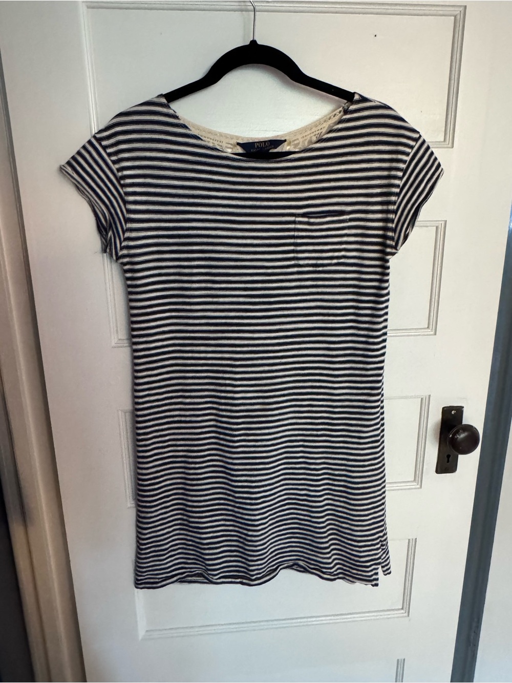Polo by Ralph Lauren Navy & White Striped Boatneck Tee Dress